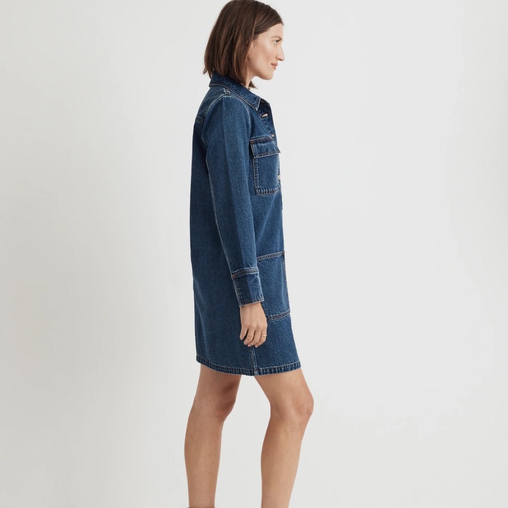 NWOT Madewell Denim Popover Mini Shirtdress XL - Picture 3 of 8